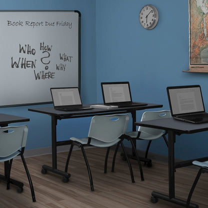 72 x 30 in. Flip-Top Training Nesting Table- Grey, 2 M Stack Chairs- Grey