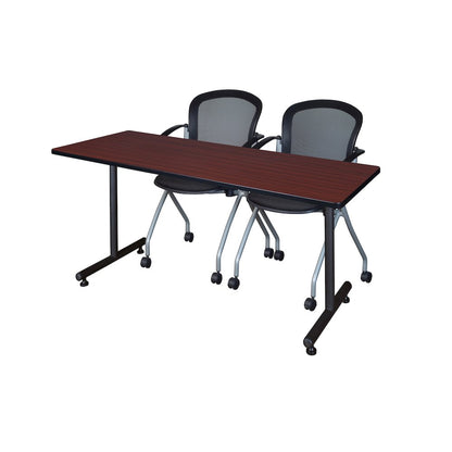 66 x 30 in. T-Base Training Seminar Table- Mahogany, 2 Cadence Nesting Chairs