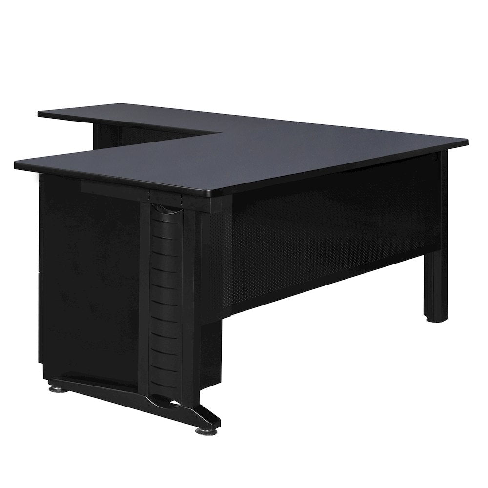 72 x 78 in. L Shaped Desk with Double Pedestal Drawer Unit- Grey