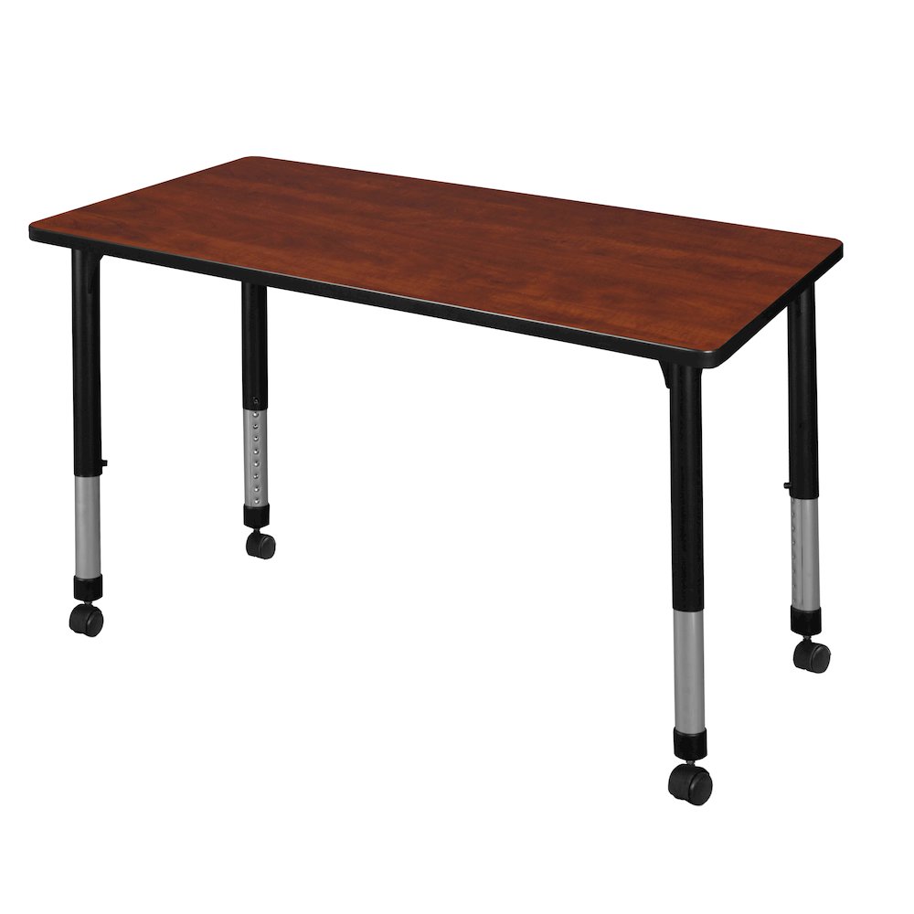 48 x 30 in. Height Adjustable Mobile  Classroom Activity Table- Cherry