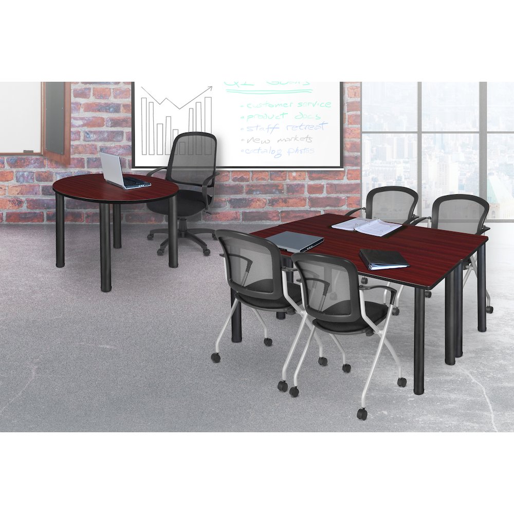 72 x 24 in. Training Seminar Table- Mahogany Top, Black Legs