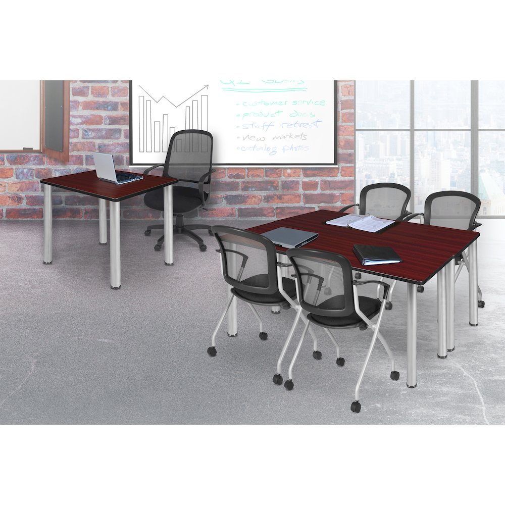 72 x 24 in. Training Seminar Table- Mahogany Top, Chrome Legs