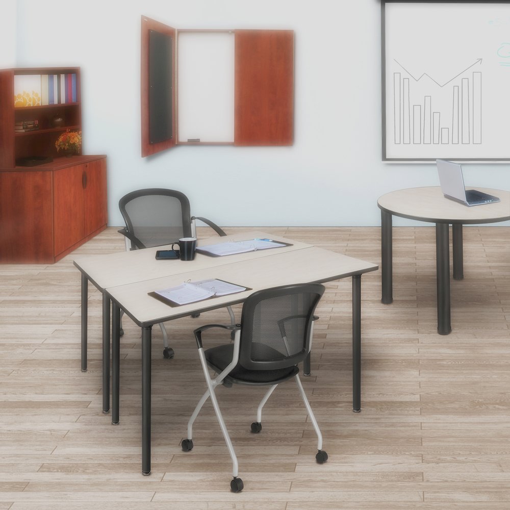 42 x 24 in. Folding Training Seminar Table- Maple Top, Black Legs