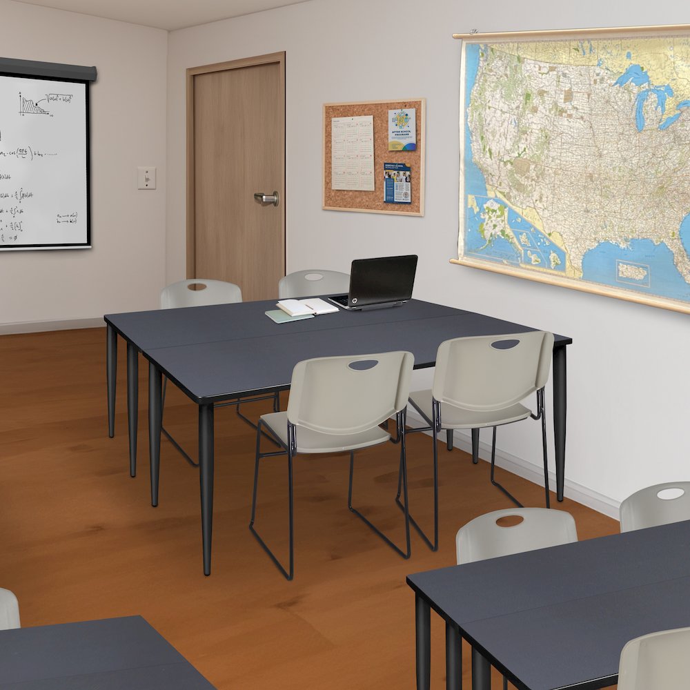 66 x 24 in. Training Seminar Table- Grey Top, Black Tapered Legs