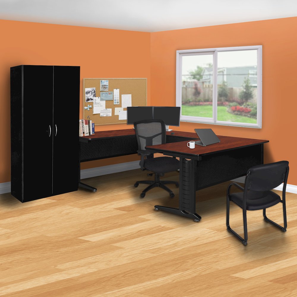 72 x 78 in. U Shape Desk Shell- Cherry