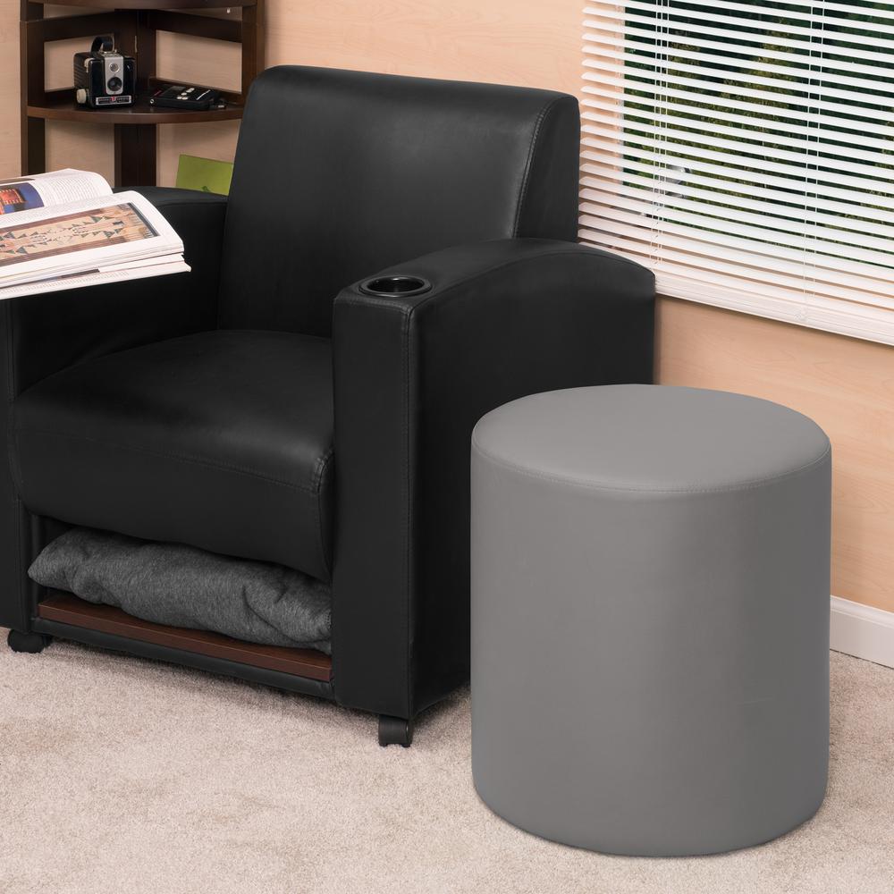 Logan Round Ottoman- Grey