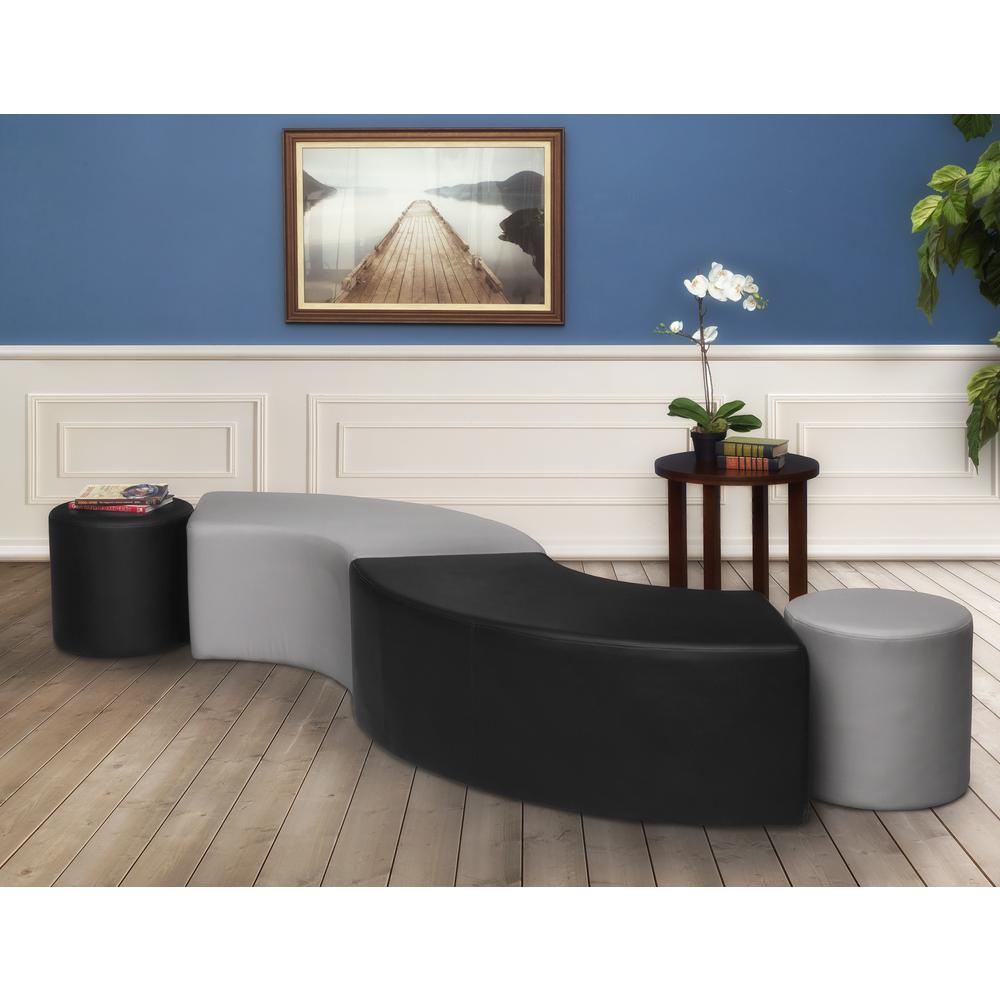 Logan Round Ottoman- Grey