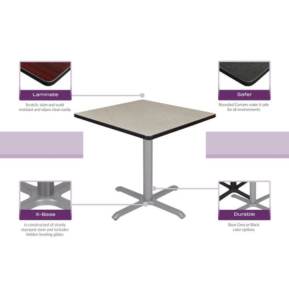 30 in. Small Square Breakroom Table- Maple Top, Chrome Legs