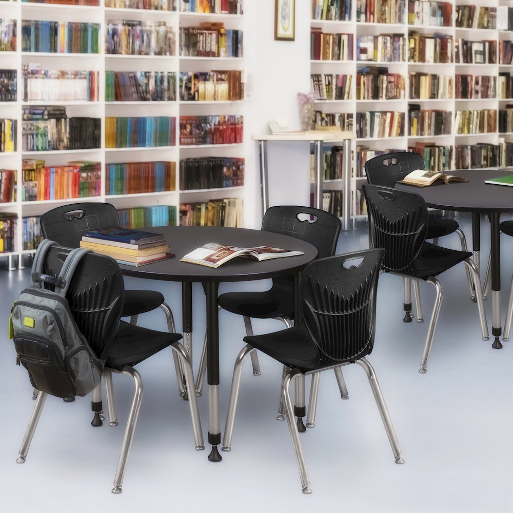 30 in.Round Height Adjustable Classroom Activity Table- Grey