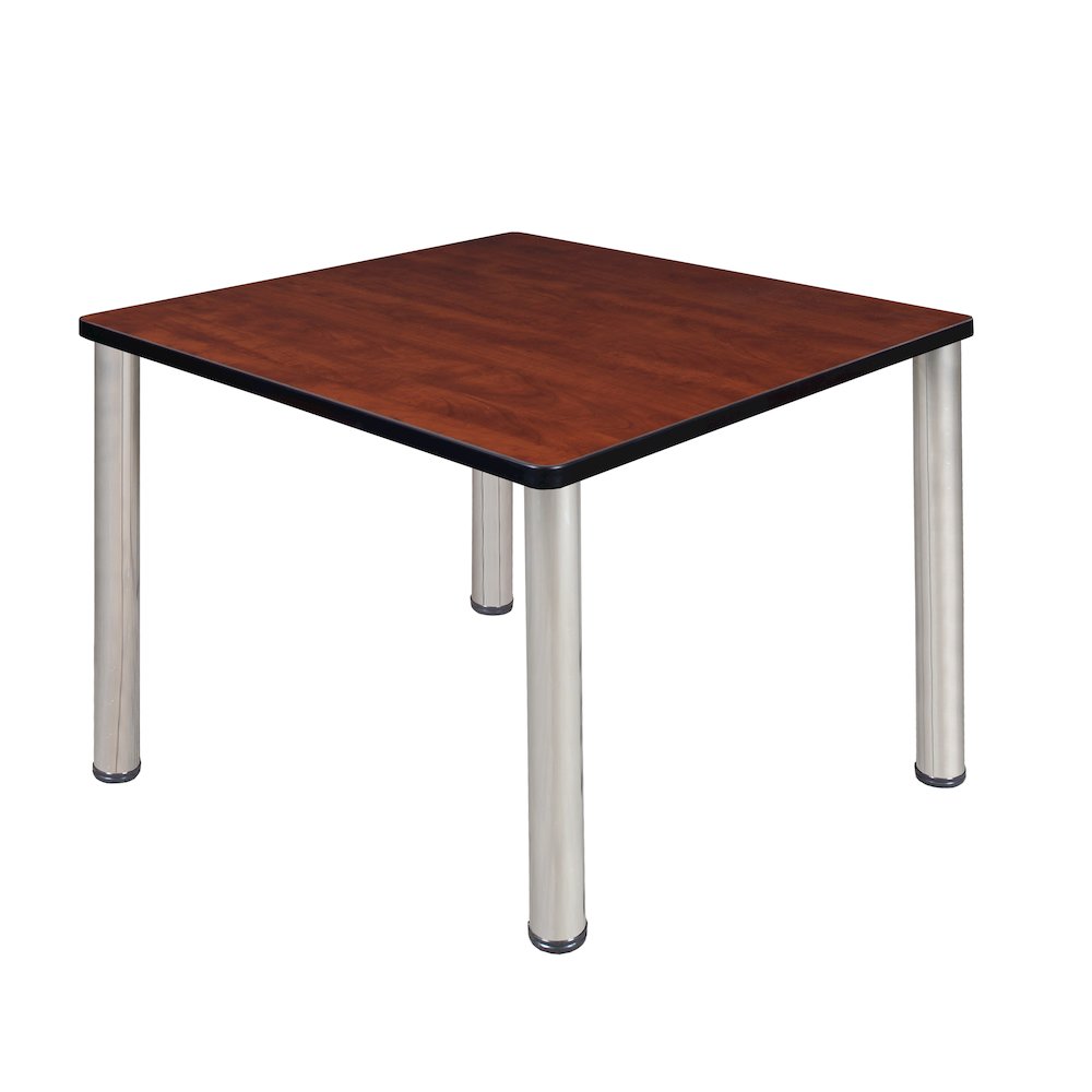 36 in. Medium Square Breakroom Table- Cherry Top, Chrome Legs