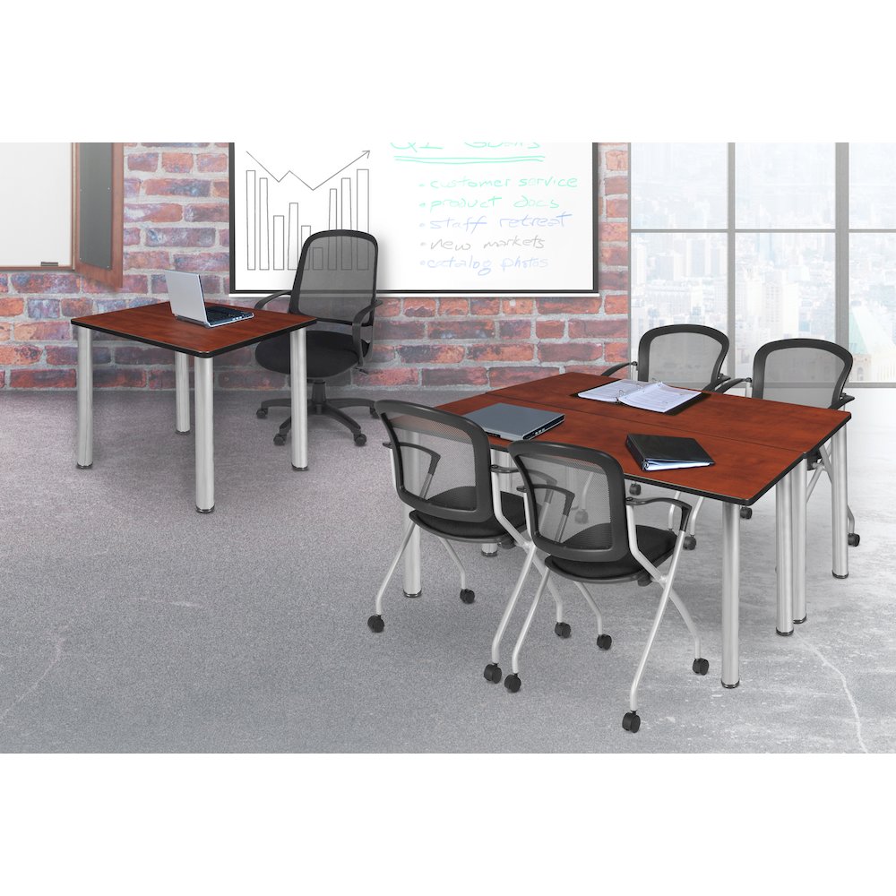 36 in. Medium Square Breakroom Table- Cherry Top, Chrome Legs