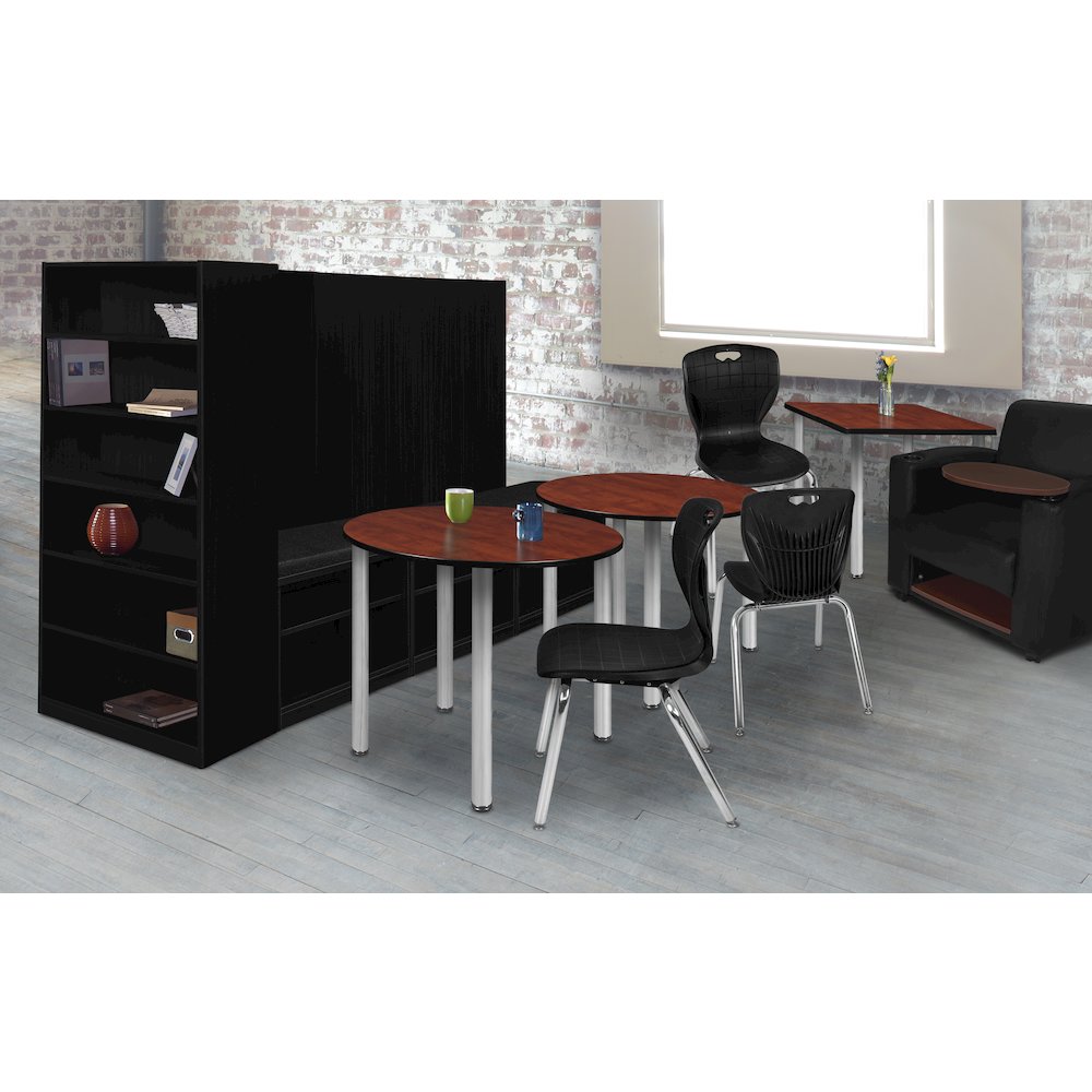 36 in. Medium Round Breakroom Table- Cherry Top, Chrome Legs