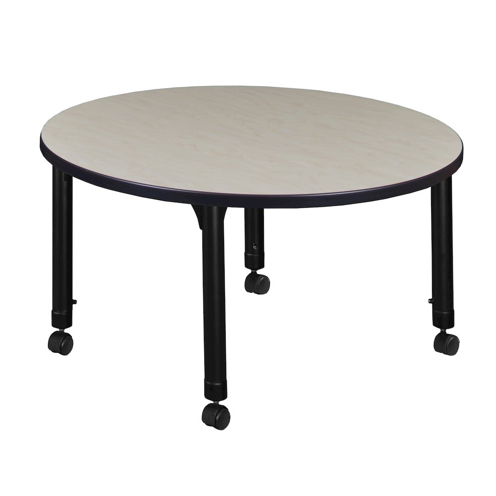 36 in. Round Height Adjustable Mobile Classroom Activity Table- Maple