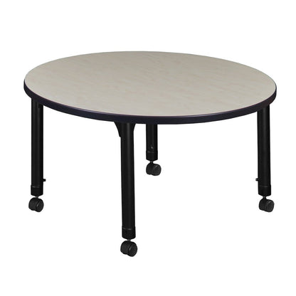 36 in. Round Height Adjustable Mobile Classroom Activity Table- Maple
