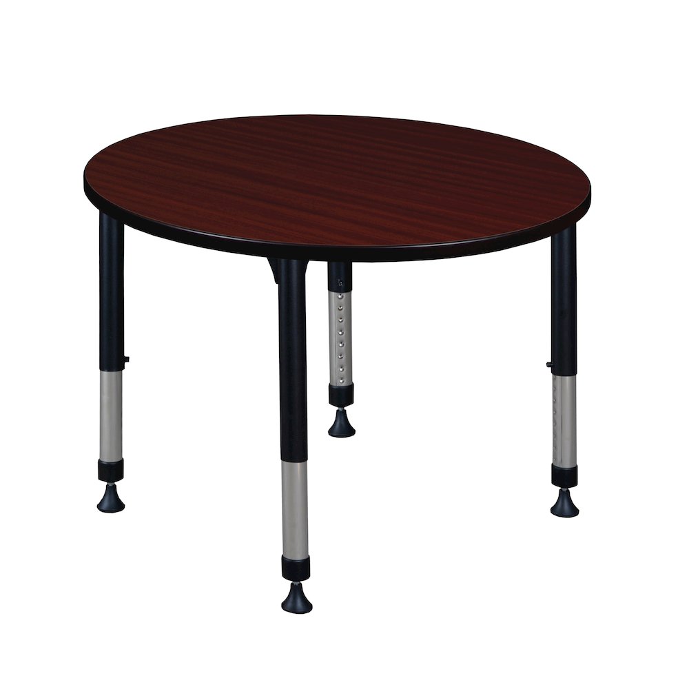 42 in. Round Height Adjustable Classroom Activity Table- Mahogany