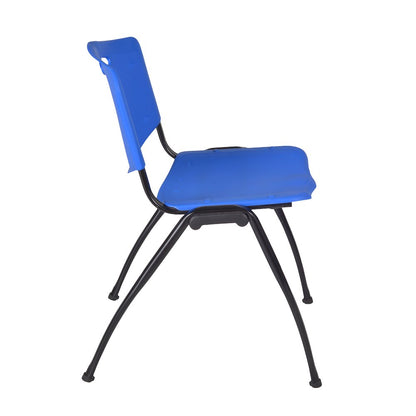 48 in. Square X-Base Breakroom Table- Cherry & 4 M Stack Chairs- Blue