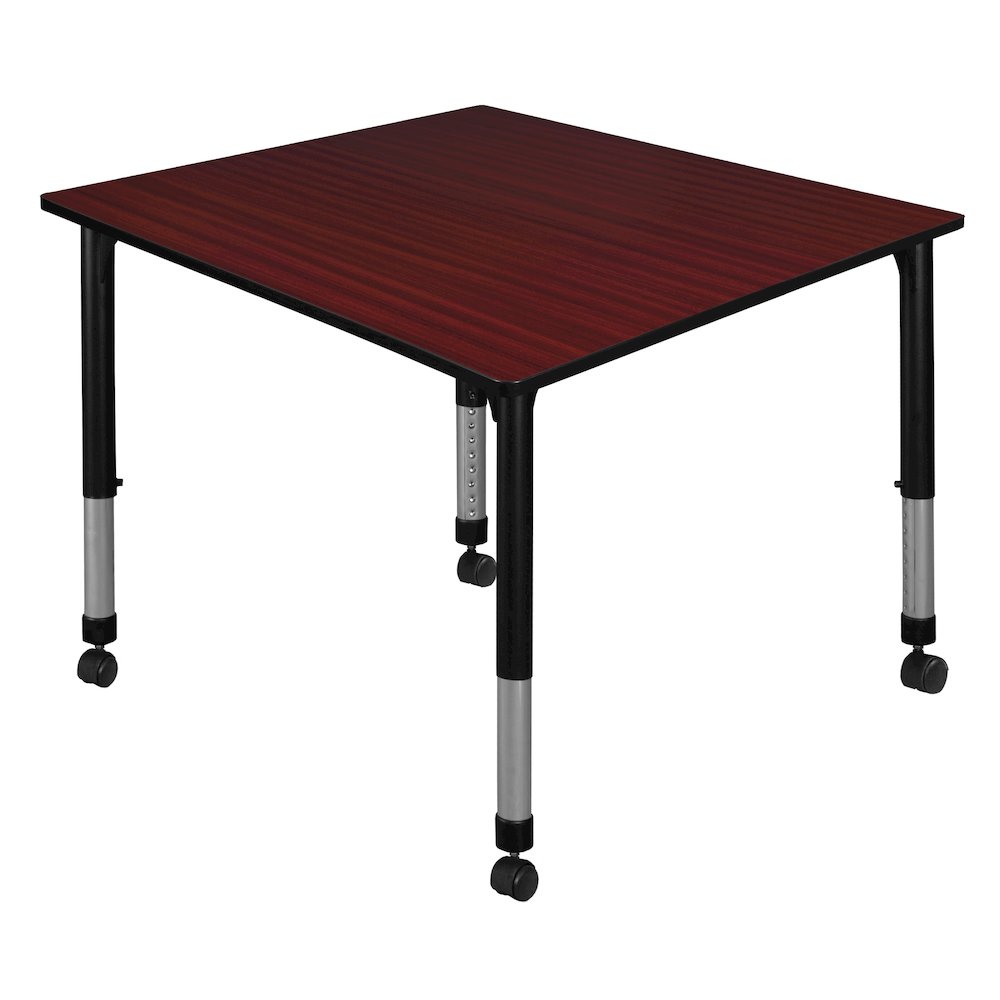48 in. Square Height Adjustable Mobile Classroom Activity Table- Mahogany
