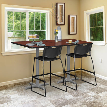 Cafe High 36" Square X-Base Table- Cherry/ Grey Base