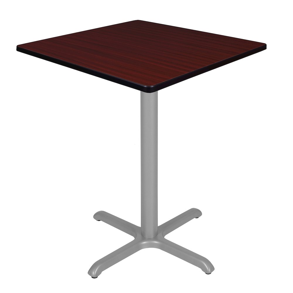 Cafe High 36" Square X-Base Table- Mahogany/ Grey Base