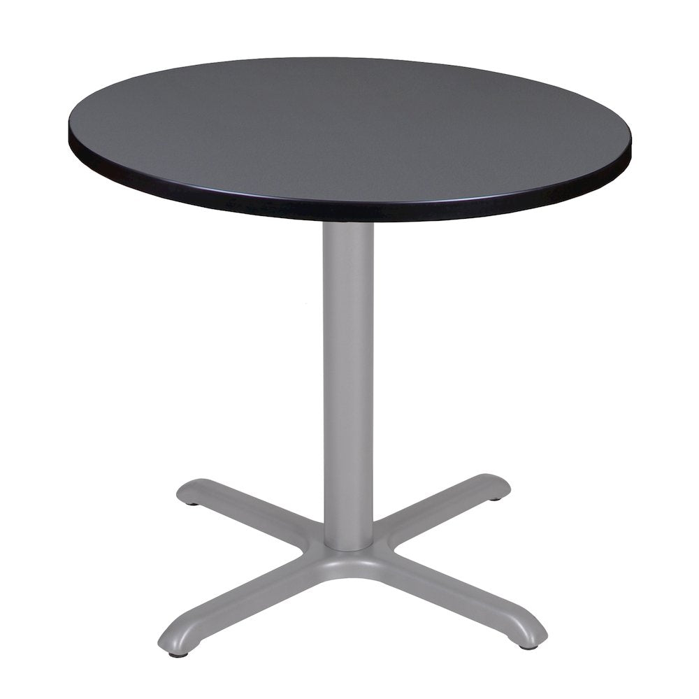30 in. Small Round X-Base Breakroom Table- Grey Top, Grey Legs