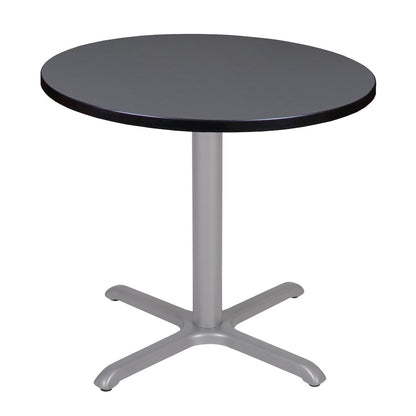 30 in. Small Round X-Base Breakroom Table- Grey Top, Grey Legs