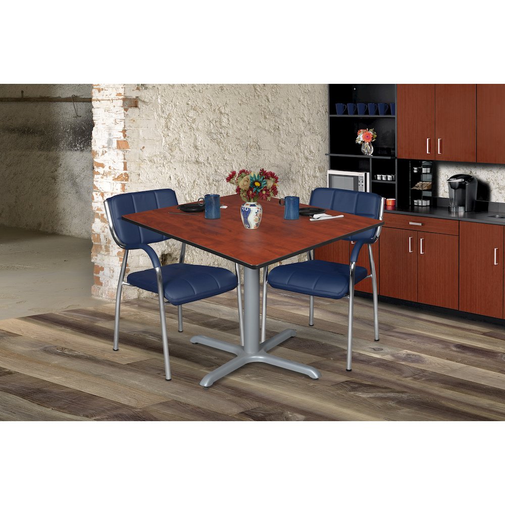 48 in. Large Square X-Base Breakroom Table- Cherry Top, Grey Legs