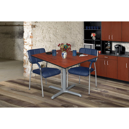 48 in. Large Square X-Base Breakroom Table- Cherry Top, Grey Legs