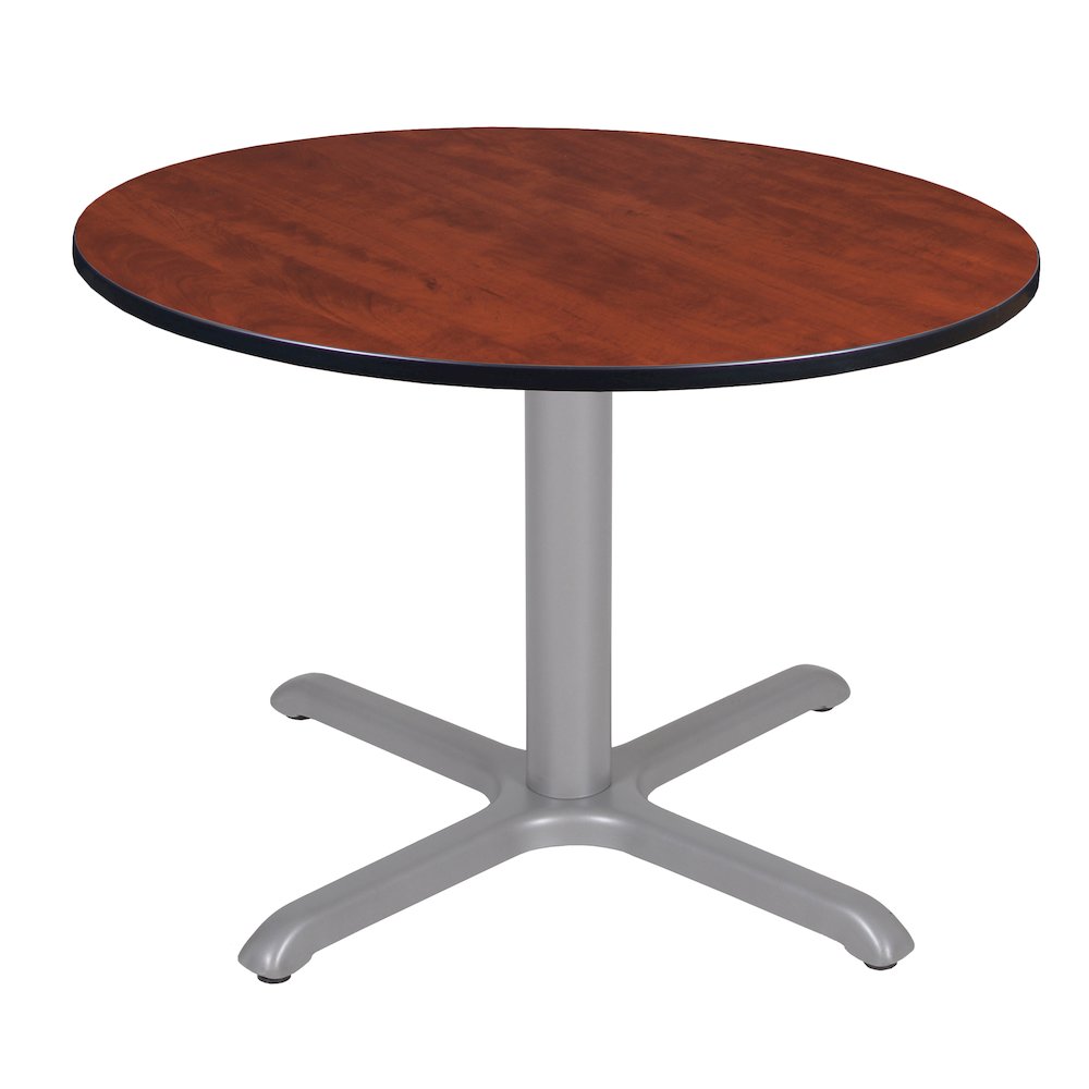 48 in. Large Round X-Base Breakroom Table- Cherry Top, Grey Legs