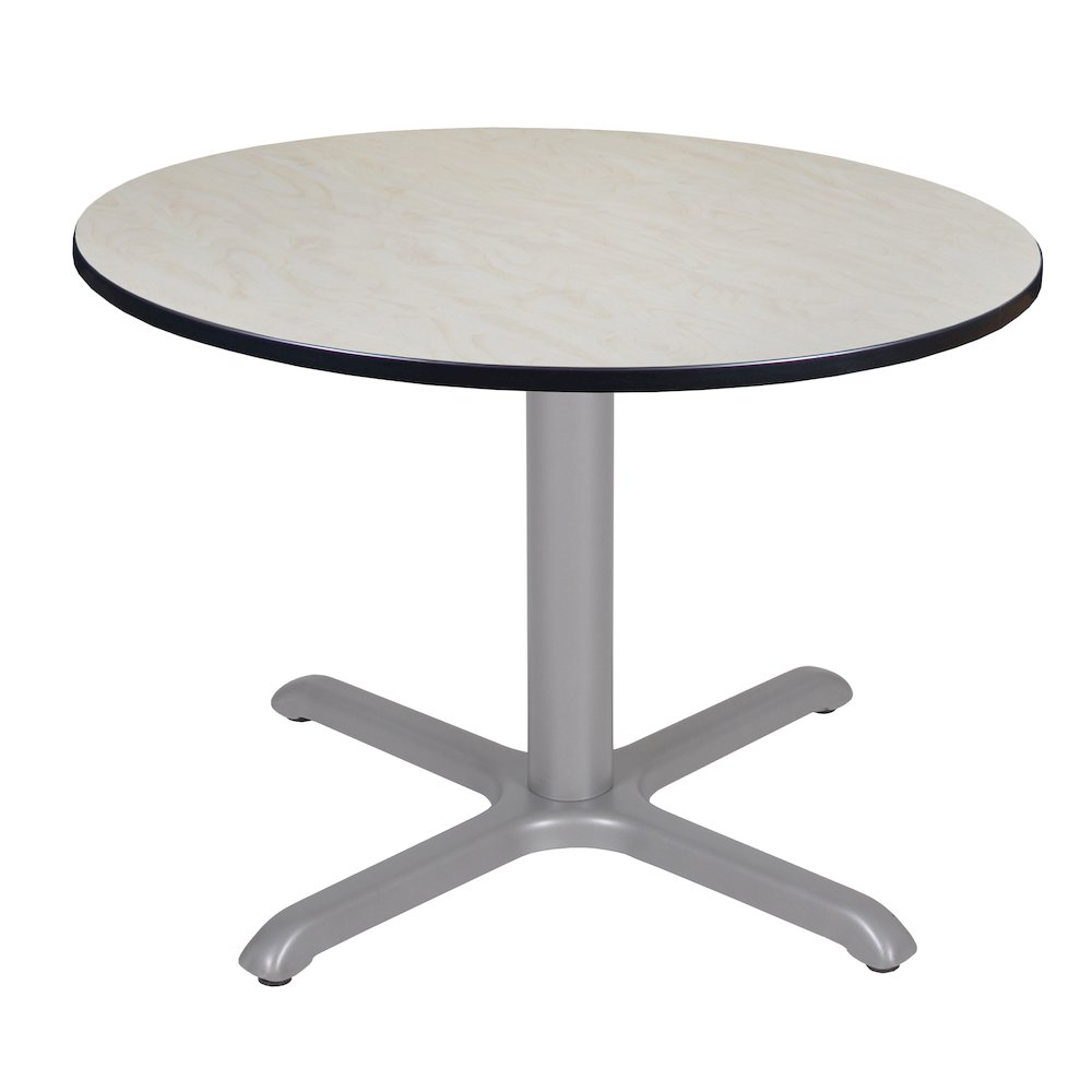 48 in. Large Round X-Base Breakroom Table- Maple Top, Grey Legs