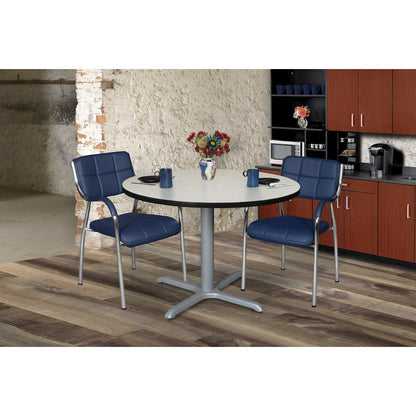 48 in. Large Round X-Base Breakroom Table- Maple Top, Grey Legs