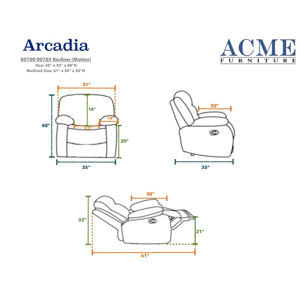 Arcadia Motion Recliner Beige Woven Fabric
