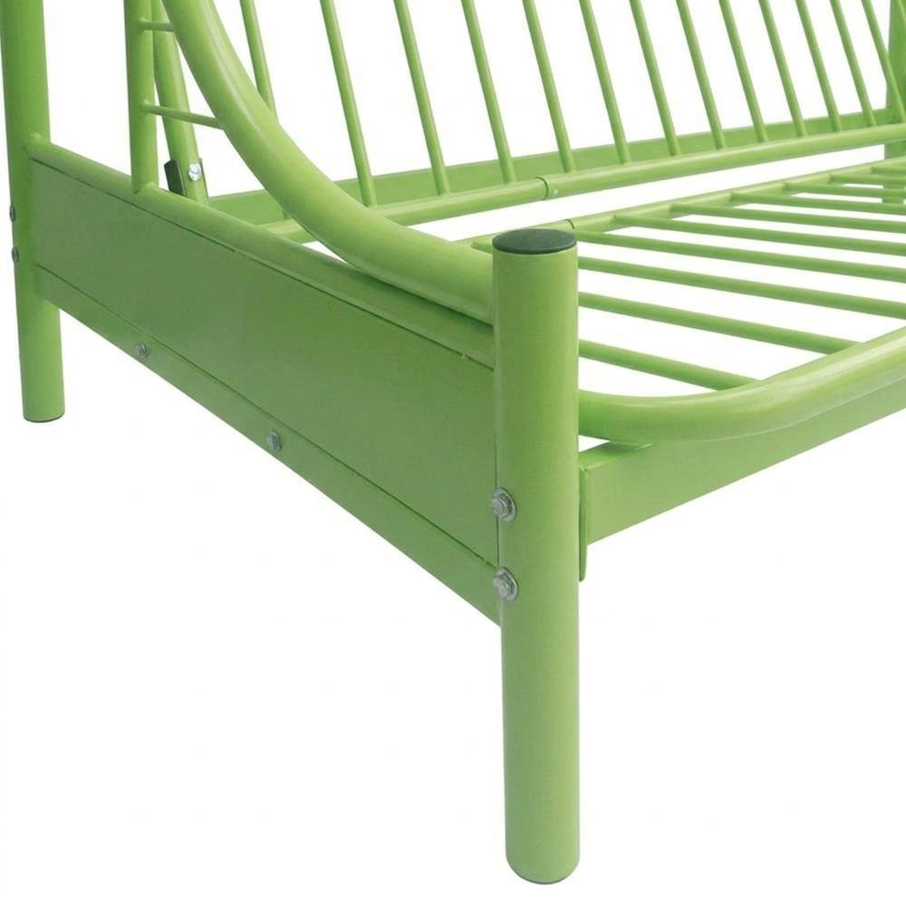 Metal Futon Bunk Bed Twin over Full, Kids Bunkbed with Bottom Futon Combo, Green
