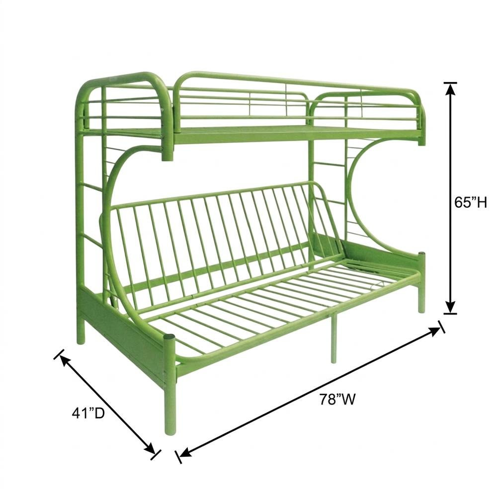 Metal Futon Bunk Bed Twin over Full, Kids Bunkbed with Bottom Futon Combo, Green