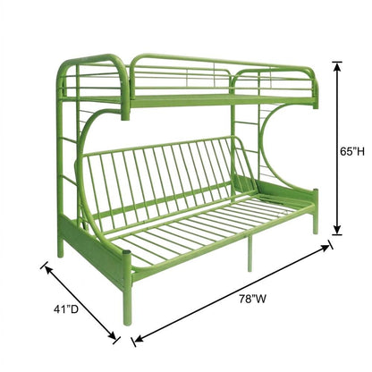 Metal Futon Bunk Bed Twin over Full, Kids Bunkbed with Bottom Futon Combo, Green