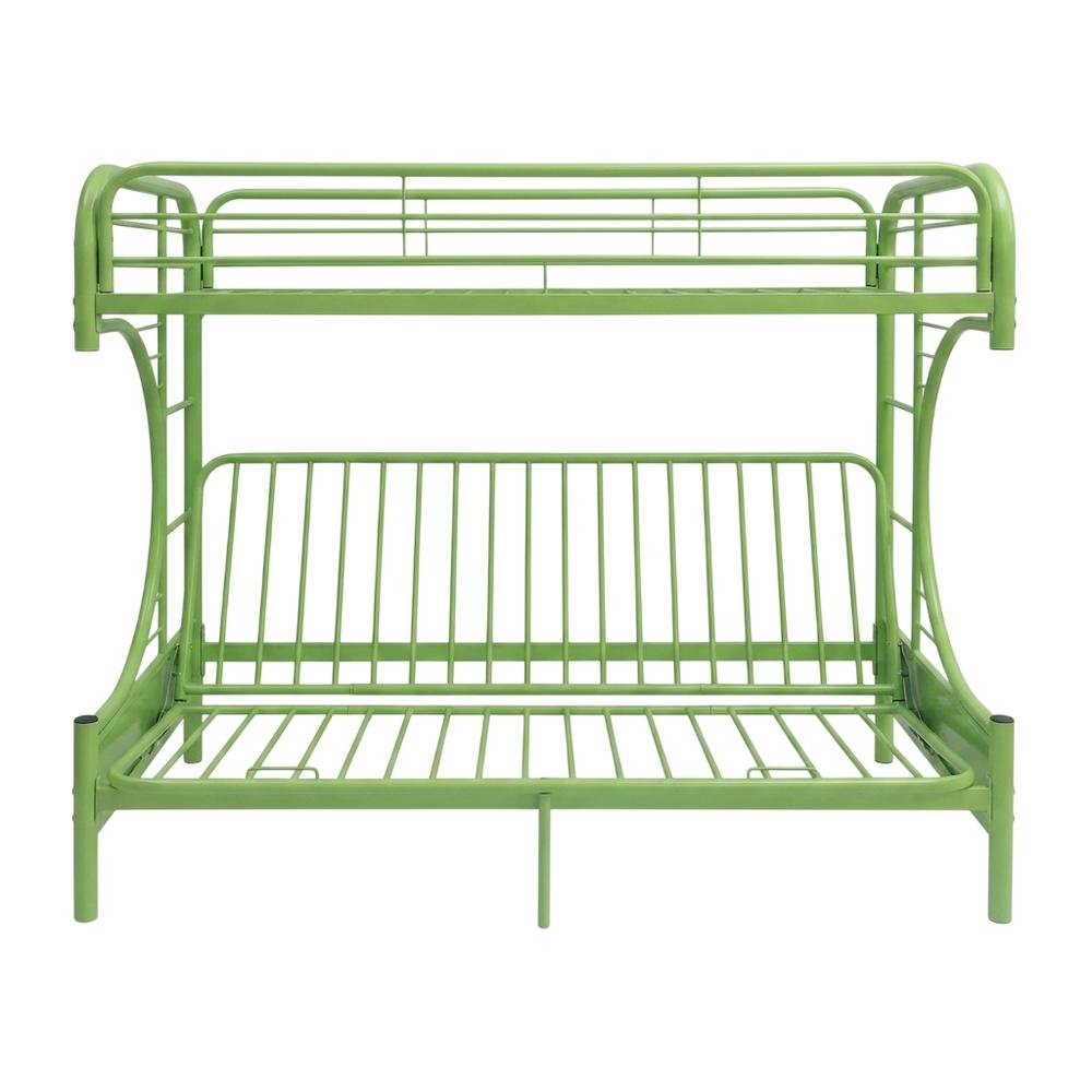 Metal Futon Bunk Bed Twin over Full, Kids Bunkbed with Bottom Futon Combo, Green