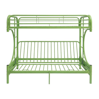 Metal Futon Bunk Bed Twin over Full, Kids Bunkbed with Bottom Futon Combo, Green