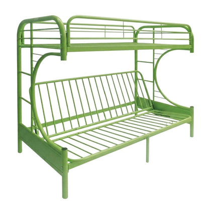 Metal Futon Bunk Bed Twin over Full, Kids Bunkbed with Bottom Futon Combo, Green