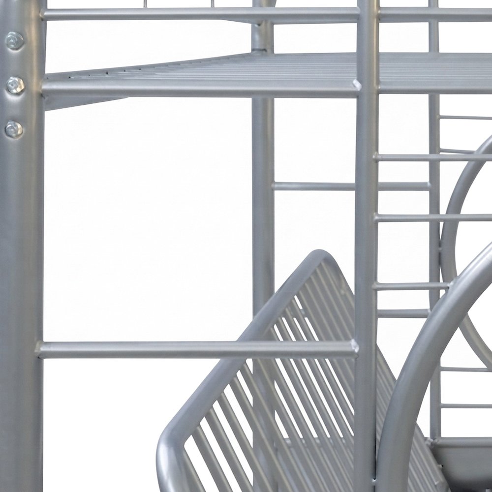 Metal Futon Bunk Bed, Twin over Full with Convertible Futon Frame, Silver