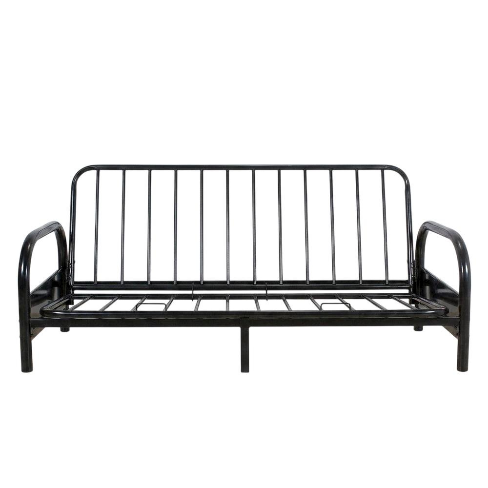 Metal Futon Sofa Bed Frame, Adjustable Contemporary Style for Living Room, Black