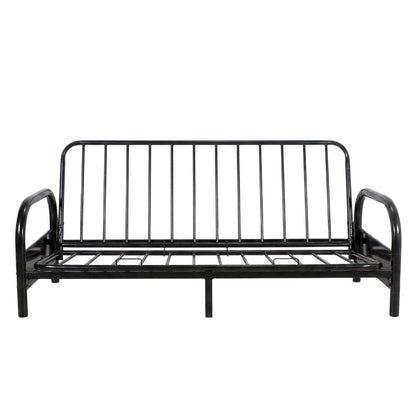 Metal Futon Sofa Bed Frame, Adjustable Contemporary Style for Living Room, Black