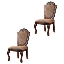 Fabric-Upholstered Rubber Wood Armless Side Chair, Fabric & Cherry, Set of 2