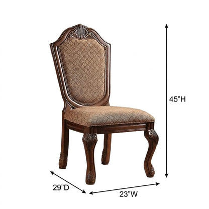 Fabric-Upholstered Rubber Wood Armless Side Chair, Fabric & Cherry, Set of 2