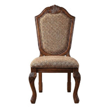Fabric-Upholstered Rubber Wood Armless Side Chair, Fabric & Cherry, Set of 2