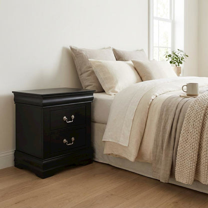 Black Philippe Nightstand with Modern Design and Ample Storage