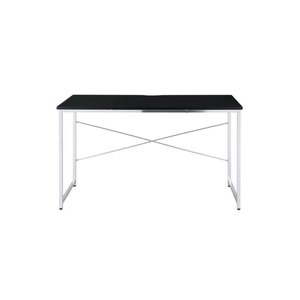 Black And Chrome Office Writing Desk With Spacious Work Surface
