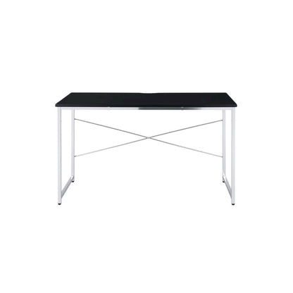 Black And Chrome Office Writing Desk With Spacious Work Surface