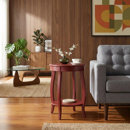 Red, Accent Side Table, Quality Build, Durable Wood Frame