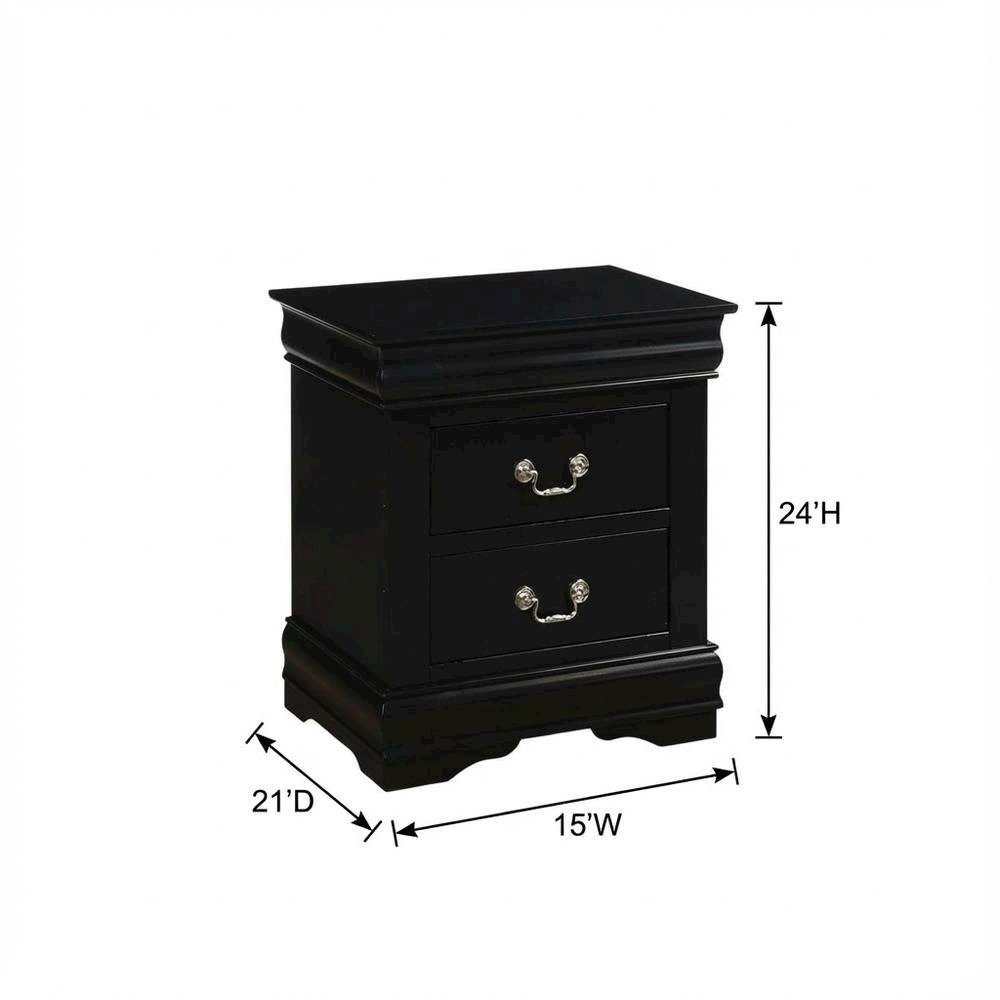 Black Philippe Nightstand with Modern Design and Ample Storage