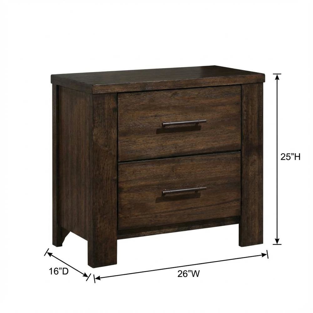 Oak Bedroom Nightstand with Country-Cottage Design and Storage Space