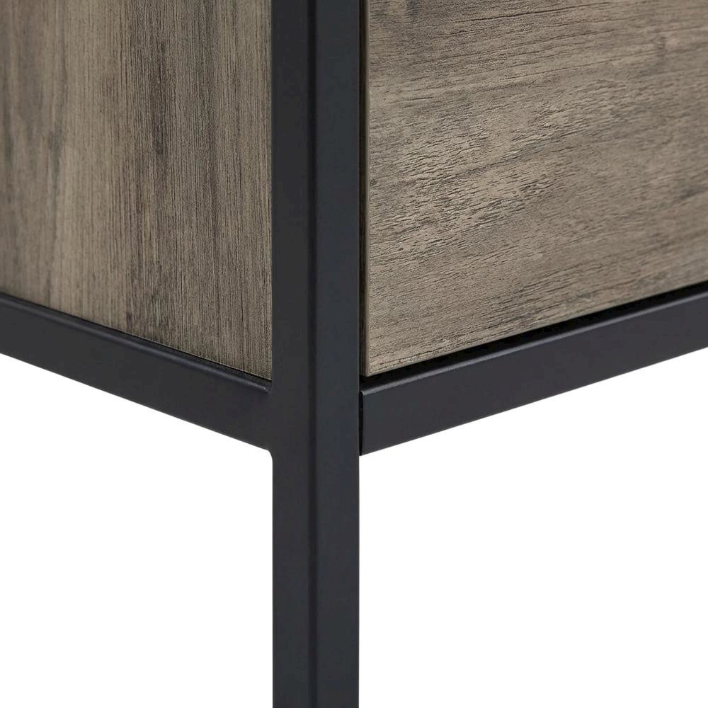 Industrial TV stand, Rustic Oak, Black finish, Composite wood, metal